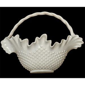 Vtg Burwood 2673 Plastic White Hobnail hanging wall pocket basket Mid Century